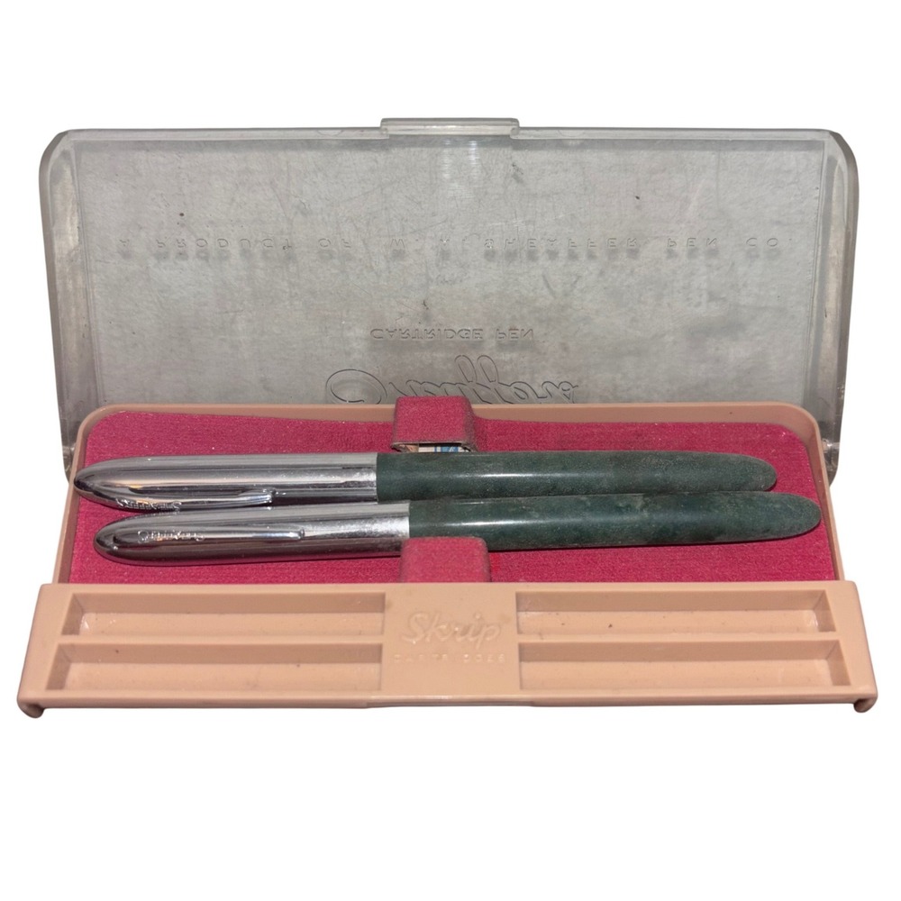Vintage Sheaffer's Cartridge Fountain Pen Set | Chrome Cap | Original Case